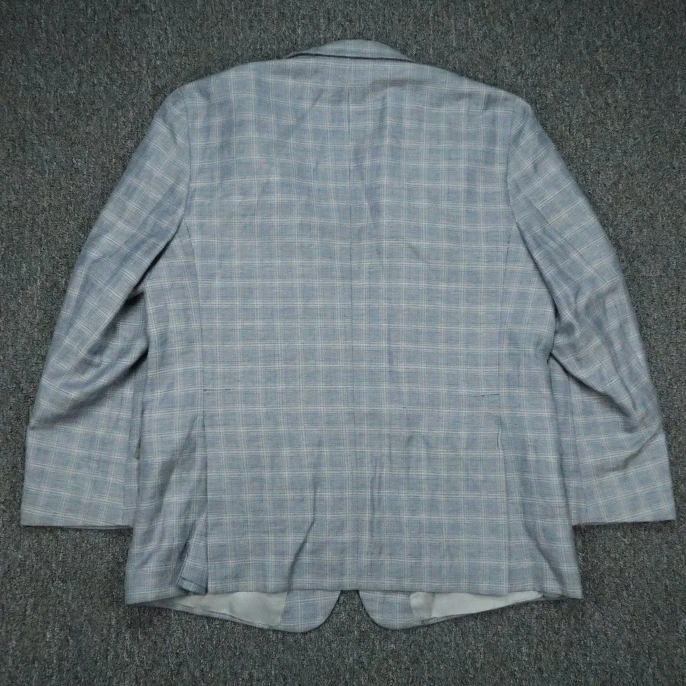 Brooks Brothers Blazer Mens 48R Blue Plaid Regent Fit Wool Linen Sport‎ Coat